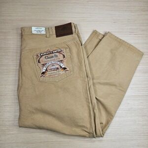 Orvis 5 Pocket Classic Fit Stonewashed Jeans Mens 44x28 Tan Khaki Cotton NEW